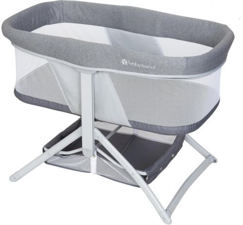 Baby Trend 2in1 Quick Foldable Travel Crib Portable Rocking Bassinet Grey - $84.15