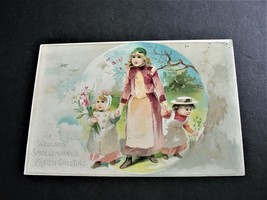 Victorian Ephemera 1893- Lithographed- Easter Greeting-Trade Card-Lion Coffee. - £13.07 GBP