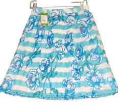 LILLY PULITZER VIRGINIA Womens Sz 4 Shorely Blue Tossing Line Pleated Sk... - $75.00