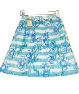 LILLY PULITZER VIRGINIA Womens Sz 4 Shorely Blue Tossing Line Pleated Sk... - £58.63 GBP