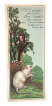 Victorian Trade Card Bookmark Rat &amp; Owl C.G. Fisher Dry Goods 1800s - £15.96 GBP