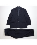 Vintage Chaps Mens 44S 2 Piece Wool Pinstriped Suit Wedding Navy Blue 38x30 - €127,89 EUR
