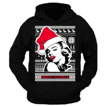 New Men Women&#39;s Christmas T-Shirt Xmas Gift Unisex Black Marilyn Monroe  Hoodie - £22.16 GBP+