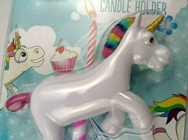 Unicorn Birthday Cake Topper Rainbow mane Candle Holder NPR Reusable Cup... - $15.00