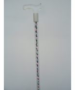 Walking cane acrylic pink and blue flowers lucite elegant designer chang... - $68.61