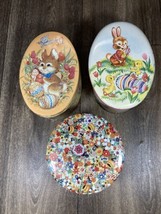 Vintage Daher Tins Easter Bunny Chicks Eggs Floral England Lot of 3 - $19.99