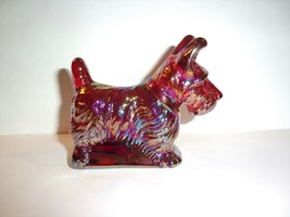 Mosser Glass Red Carnival Scottie Scotty Dog Westie Terrier Figurine Made in USA - £23.22 GBP