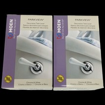 2 Silver Toilet Handles with White Moen Parkview Lever Flush Chrome - $35.64