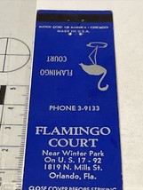 Matchbook Cover  Flamingo Court  Orlando, FL Near Winter Park  gmg  Unst... - £9.88 GBP