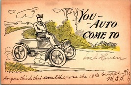 Automobile Comic You Auto Come to Lock Haven PA 1900s UDB Postcard UNP - £3.30 GBP