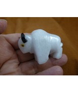 (Y-BUF-451) 2&quot; White Alabaster + onyx BUFFALO bison gemstone gem figurin... - £16.59 GBP