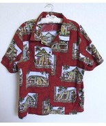 Hilo Hattie Hawaiian Shirt Blouse 1X Women Surf Surfboards Hut Red Print - $24.99