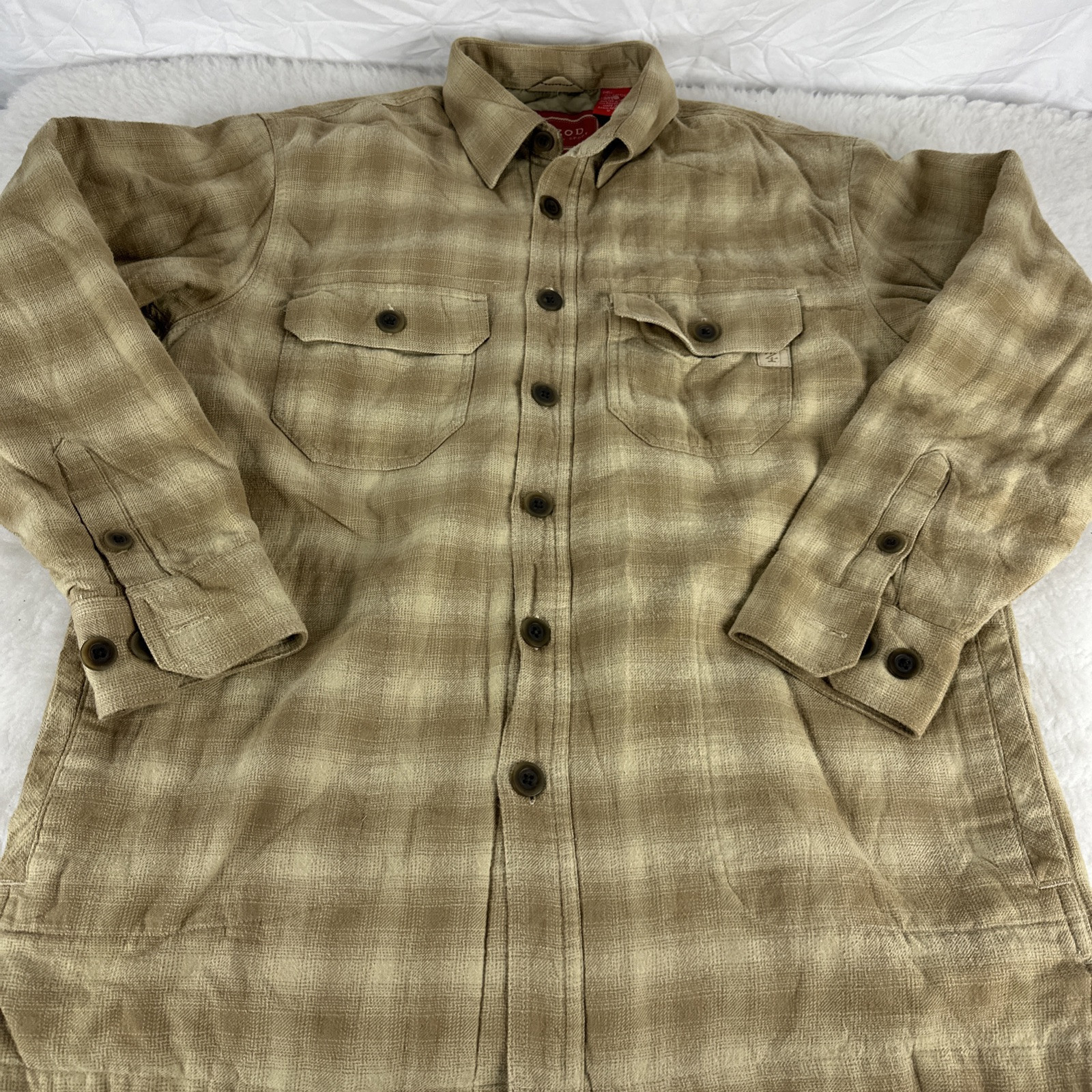 Izod Luxury Sport Button Up Flannel Jacket Size Medium  - $18.46