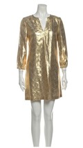 Tory Burch V-Neck Sleeveless Gold Mini Dress Size 4 - £91.00 GBP