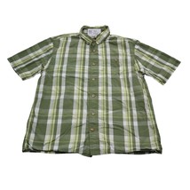 Duluth Trading Shirt Mens M Green Plaid Short Sleeve Button Up Casual - $18.69