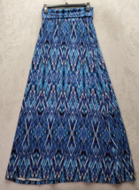 Cynthia Rowley Long Maxi Skirt Womens Small Blue Geo Print Rayon Elastic Waist - £18.80 GBP