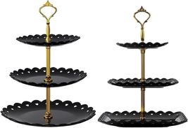 Large Plastic Dessert Stands 2 Pack, 3 Tier Cupcake Stand, 3 Tiered Serving Disp - £24.88 GBP