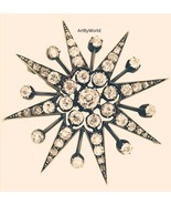 Antique Rose Cut Diamond Silver Star Shaped Brooch, Art deco brooch, Sta... - €299,69 EUR