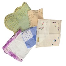 Vintage Handkerchief Bundle Embroidered Lace &amp; Floral Designs Set of 5 - £11.30 GBP