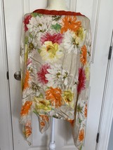 Jim Thompson 100% Silk Poncho Scarf Floral Print Top Blouse Hi-low Caftan - $48.00