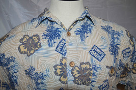 ME SPORT Large Shirt Short Sleeve Collared Floral Hawaiian Button Front Rayon - £7.48 GBP