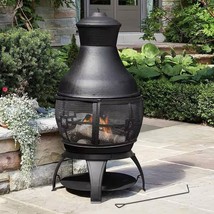 45-inch Black Cast Iron and Steel Outdoor Fire Pit Chimenea - $5,934.24 MXN