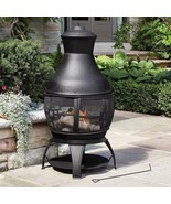 45-inch Black Cast Iron and Steel Outdoor Fire Pit Chimenea - $425.66 CAD