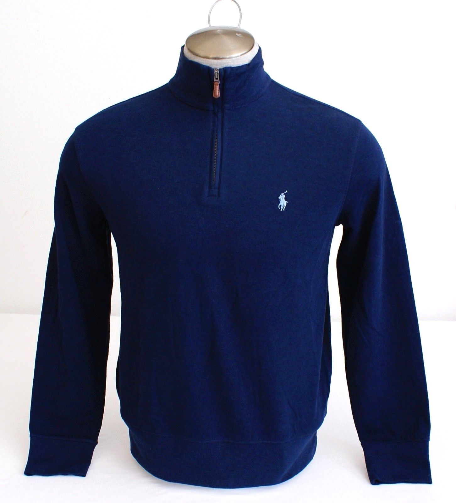 Polo Ralph Lauren Navy Blue Soft Cotton Blend 1/4 Zip Long Sleeve Shirt Men's  - £99.91 GBP