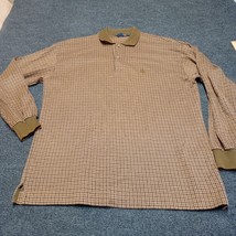 Nautica Flannel Polo Long Sleeve Plaid Shirt Adult Medium Brown VTG - $27.77