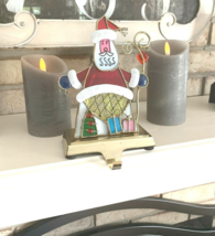 Lighted Santa Claus Stained Glass Christmas Stocking Mantel Hanger Holder - £15.94 GBP