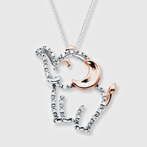 Animal Elephant Necklace 1/10ct tw Round Cut Moissanite 925 Silver Pendant Chain - £44.13 GBP