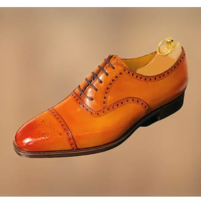 New Handmade Men Tan Brogue Formal Lae Up Dress Shoes, Business Shoes Fo... - $149.99+