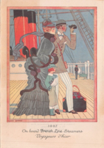 French Line Steam Apparatus ~1928 Menu ~ &quot;&quot;Paris&#39; liner - George artwork... - $37.28