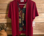 NWT Alfred Dunner Blouse Top W/ Attached Jacket Burgundy Red Button Down... - $31.68