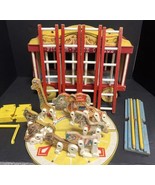Fisher Price Wooden Circus Wagon 19 Figures 4 Ladders Accessories 1963 V... - £66.16 GBP