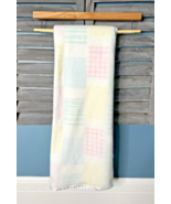 Vintage Dundee Pastel Paid Baby Blanket white satin trim 47&quot; x 35&quot; - £33.00 GBP