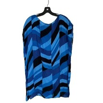 Anne Fontaine Melville Slip Dress Beach Coverupblue geometric design Siz... - $39.59