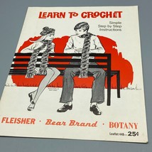 Vintage Bear Brand Book, Learn to Crochet Leaflet 448, 1960s Pattern Booklet for - $14.52