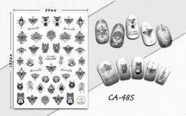 Nail art 3D stickers decal black butterflies deer owl flower scarab beetle CA485 - £2.60 GBP