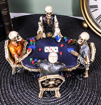 Ebros Skeleton Gamblers 6.25&quot;L Three Poker Players With A Dealer Sculpture - $35.98 CAD