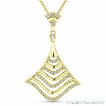 0.21 ct Round Cut Diamond Statement Pendant &amp; Chain Necklace in 14k Yellow Gold - £571.06 GBP