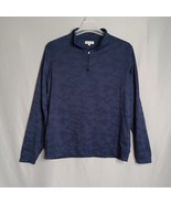 Peter Millar Crown Shirt Men&#39;s Large Navy Long Sleeve Zip Neck MGA Logo - $39.39