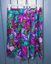 Vintage Tropical Skirt Medium Bold Colors Late Eighties Funky USA Made - £12.59 GBP