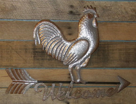 Rustic Galvanized Metal Rooster Weathervane Weather Vane Welcome Sign Large 24&quot;L - £44.10 GBP