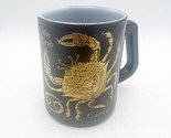 Vintage Federal Milk Glass ZODIAC Sign Cancer Crab Black Gold Coffee Mug... - $16.99
