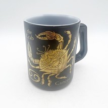 Vintage Federal Milk Glass ZODIAC Sign Cancer Crab Black Gold Coffee Mug USA - £13.30 GBP