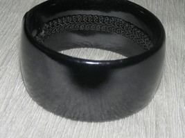 Estate Faux Black Leather Wide Bangle Bracelet – 2.5 inches across inside - £6.17 GBP