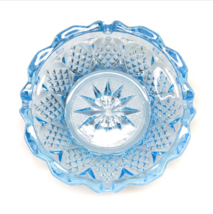 Vintage Bali Aqua Blue Diamond  Round Cut Glass Ashtray 5 1/2&quot; Diam - £19.44 GBP