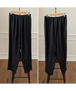 Vintage 80s Leslie Fay Black Satin Tuxedo Stripe Pull On Pants M - €17,30 EUR