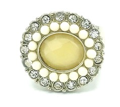 Banana Republic Gold Tone Chunky Crystal Ring Size 6 - £13.95 GBP